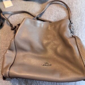 Coach Taupe Leather Shoulder Bag
